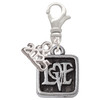 Silver Plated Antiqued Square Seal - Love with Heart - Silver Plated Clip on Charm with Mini Year 2025: Year to Remember Jewelry Gift - Celebrations