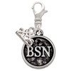 Silver Plated Nurse Caduceus Seal - BSN - Silver Plated Clip on Charm with Mini Year 2025: Year to Remember Jewelry Gift - Celebrations