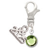 Crystal Lime Green Channel Drop - Silver Plated Clip on Charm with Mini Year 2025: Year to Remember Jewelry Gift - Celebrations