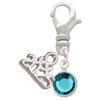 Crystal Teal Channel Drop - Silver Plated Clip on Charm with Mini Year 2025: Year to Remember Jewelry Gift - Celebrations