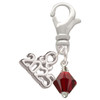 January - Maroon Crystal Bicone - Silver Plated Clip on Charm with Mini Year 2025: Year to Remember Jewelry Gift - Celebrations