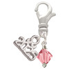 October - Hot Pink Crystal Bicone - Silver Plated Clip on Charm with Mini Year 2025: Year to Remember Jewelry Gift - Celebrations