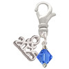 September - Blue Crystal Bicone - Silver Plated Clip on Charm with Mini Year 2025: Year to Remember Jewelry Gift - Celebrations
