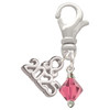 Indian Pink Crystal Bicone - Silver Plated Clip on Charm with Mini Year 2025: Year to Remember Jewelry Gift - Celebrations
