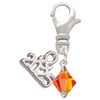 Orange Crystal Bicone - Silver Plated Clip on Charm with Mini Year 2025: Year to Remember Jewelry Gift - Celebrations