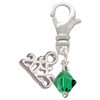 May - Green Crystal Bicone - Silver Plated Clip on Charm with Mini Year 2025: Year to Remember Jewelry Gift - Celebrations