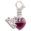 10mm Purple Crystal Heart - Silver Plated Clip on Charm with Mini Year 2025: Year to Remember Jewelry Gift - Celebrations