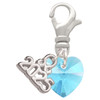 10mm Hot Blue Crystal Heart - Silver Plated Clip on Charm with Mini Year 2025: Year to Remember Jewelry Gift - Celebrations