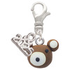 Fimo Clay Teddy Bear - Silver Plated Clip on Charm with Mini Year 2025: Year to Remember Jewelry Gift - Celebrations