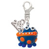 Resin Blue Alien with Orange Dots - Silver Plated Clip on Charm with Mini Year 2025: Year to Remember Jewelry Gift - Celebrations