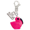 Resin Hot Pink Flamingo - Silver Plated Clip on Charm with Mini Year 2025: Year to Remember Jewelry Gift - Celebrations