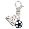 Resin Soccer ball - Silver Plated Clip on Charm with Mini Year 2025: Year to Remember Jewelry Gift - Celebrations