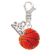 Resin Basketball - Silver Plated Clip on Charm with Mini Year 2025: Year to Remember Jewelry Gift - Celebrations
