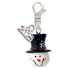Resin Snowman Head with Top Hat - Silver Plated Clip on Charm with Mini Year 2025: Year to Remember Jewelry Gift - Celebrations