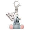 Resin Grey Hippopotamus Honey - Silver Plated Clip on Charm with Mini Year 2025: Year to Remember Jewelry Gift - Celebrations