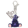 Resin Purple Hippopotamus Honey - Silver Plated Clip on Charm with Mini Year 2025: Year to Remember Jewelry Gift - Celebrations