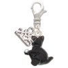 Resin Black Playing Cat - Silver Plated Clip on Charm with Mini Year 2025: Year to Remember Jewelry Gift - Celebrations