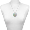Acrylic Large Hologram Heart - Silver Plated Twist Rope Bead Charm Dangle with Mini Year 2025 as a necklace pendant