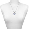 Acrylic Small Hologram Heart - Silver Plated Twist Rope Bead Charm Dangle with Mini Year 2025 as a necklace pendant