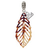 Acrylic Large Leaf Mixed Brown and Yellow - Silver Plated Twist Rope Bead Charm Dangle with Mini Year 2025: Year to Remember Jewelry Gift - Celebrations