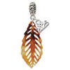 Acrylic Medium Leaf Mixed Brown and Yellow - Silver Plated Twist Rope Bead Charm Dangle with Mini Year 2025: Year to Remember Jewelry Gift - Celebrations