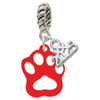 Acrylic Small Paw Red - Silver Plated Twist Rope Bead Charm Dangle with Mini Year 2025: Year to Remember Jewelry Gift - Celebrations
