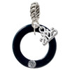 Acrylic 7/8" Ring with 4mm Crystal Black - Silver Plated Twist Rope Bead Charm Dangle with Mini Year 2025: Year to Remember Jewelry Gift - Celebrations