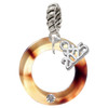 Acrylic 7/8" Ring with 4mm Crystal Mixed Brown and Yellow - Silver Plated Twist Rope Bead Charm Dangle with Mini Year 2025: Year to Remember Jewelry Gift - Celebrations