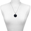 Acrylic 1 1/8" Disc Black - Silver Plated Twist Rope Bead Charm Dangle with Mini Year 2025 as a necklace pendant