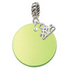 Acrylic 1" Disc Shimmer Lime Green - Silver Plated Twist Rope Bead Charm Dangle with Mini Year 2025: Year to Remember Jewelry Gift - Celebrations