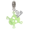 Acrylic Small Lime Green Skull - Silver Plated Twist Rope Bead Charm Dangle with Mini Year 2025: Year to Remember Jewelry Gift - Celebrations