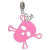 Acrylic Large Pink Skull - Silver Plated Twist Rope Bead Charm Dangle with Mini Year 2025: Year to Remember Jewelry Gift - Celebrations