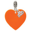 Acrylic 1" Orange Heart - Silver Plated Twist Rope Bead Charm Dangle with Mini Year 2025: Year to Remember Jewelry Gift - Celebrations
