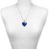Acrylic 1" Navy Blue Heart - Silver Plated Twist Rope Bead Charm Dangle with Mini Year 2025 as a necklace pendant
