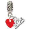 Acrylic 5/16" Red Heart - Silver Plated Twist Rope Bead Charm Dangle with Mini Year 2025: Year to Remember Jewelry Gift - Celebrations