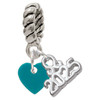Acrylic 5/16" Teal Heart - Silver Plated Twist Rope Bead Charm Dangle with Mini Year 2025: Year to Remember Jewelry Gift - Celebrations