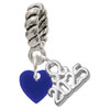 Acrylic 5/16" Navy Blue Heart - Silver Plated Twist Rope Bead Charm Dangle with Mini Year 2025: Year to Remember Jewelry Gift - Celebrations