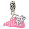 Acrylic Pink Cheer Megaphone - Silver Plated Twist Rope Bead Charm Dangle with Mini Year 2025: Year to Remember Jewelry Gift - Celebrations