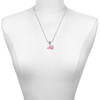 Acrylic Hot Pink Cheer Megaphone - Silver Plated Twist Rope Bead Charm Dangle with Mini Year 2025 as a necklace pendant