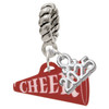 Acrylic Maroon Cheer Megaphone - Silver Plated Twist Rope Bead Charm Dangle with Mini Year 2025: Year to Remember Jewelry Gift - Celebrations
