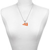 Acrylic Large Orange Cheer Megaphone - Silver Plated Twist Rope Bead Charm Dangle with Mini Year 2025 as a necklace pendant