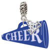Acrylic Large Royal Blue Cheer Megaphone - Silver Plated Twist Rope Bead Charm Dangle with Mini Year 2025: Year to Remember Jewelry Gift - Celebrations