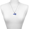 Acrylic Large Royal Blue Cheer Megaphone - Silver Plated Twist Rope Bead Charm Dangle with Mini Year 2025 as a necklace pendant