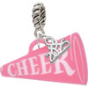 Acrylic Large Pink Cheer Megaphone - Silver Plated Twist Rope Bead Charm Dangle with Mini Year 2025: Year to Remember Jewelry Gift - Celebrations