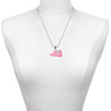 Acrylic Large Pink Cheer Megaphone - Silver Plated Twist Rope Bead Charm Dangle with Mini Year 2025 as a necklace pendant