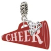 Acrylic Large Maroon Cheer Megaphone - Silver Plated Twist Rope Bead Charm Dangle with Mini Year 2025: Year to Remember Jewelry Gift - Celebrations