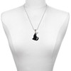 Acrylic Sitting Black Cat with Crystal Eyes - Silver Plated Twist Rope Bead Charm Dangle with Mini Year 2025 as a necklace pendant