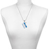 Acrylic Blue "Hello" Name Tag - Silver Plated Twist Rope Bead Charm Dangle with Mini Year 2025 as a necklace pendant