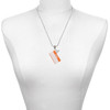 Acrylic Orange "Hello" Name Tag - Silver Plated Twist Rope Bead Charm Dangle with Mini Year 2025 as a necklace pendant