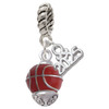 Silver Plated 3-D Enamel Basketball Spinner - Silver Plated Twist Rope Bead Charm Dangle with Mini Year 2025: Year to Remember Jewelry Gift - Celebrations
